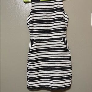 Banana Republic Black & White Striped Sleeveless Dress with back cutout size 2